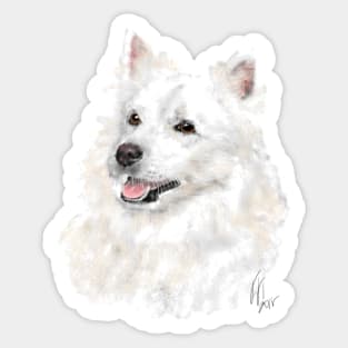 Smiling American Eskimo Eskie Pooch Sticker